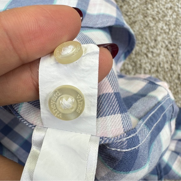 Vineyard Vines Classic Fit Murray Shirt Blue Pink Check Mens Size S Linen Blend - Picture 12 of 14